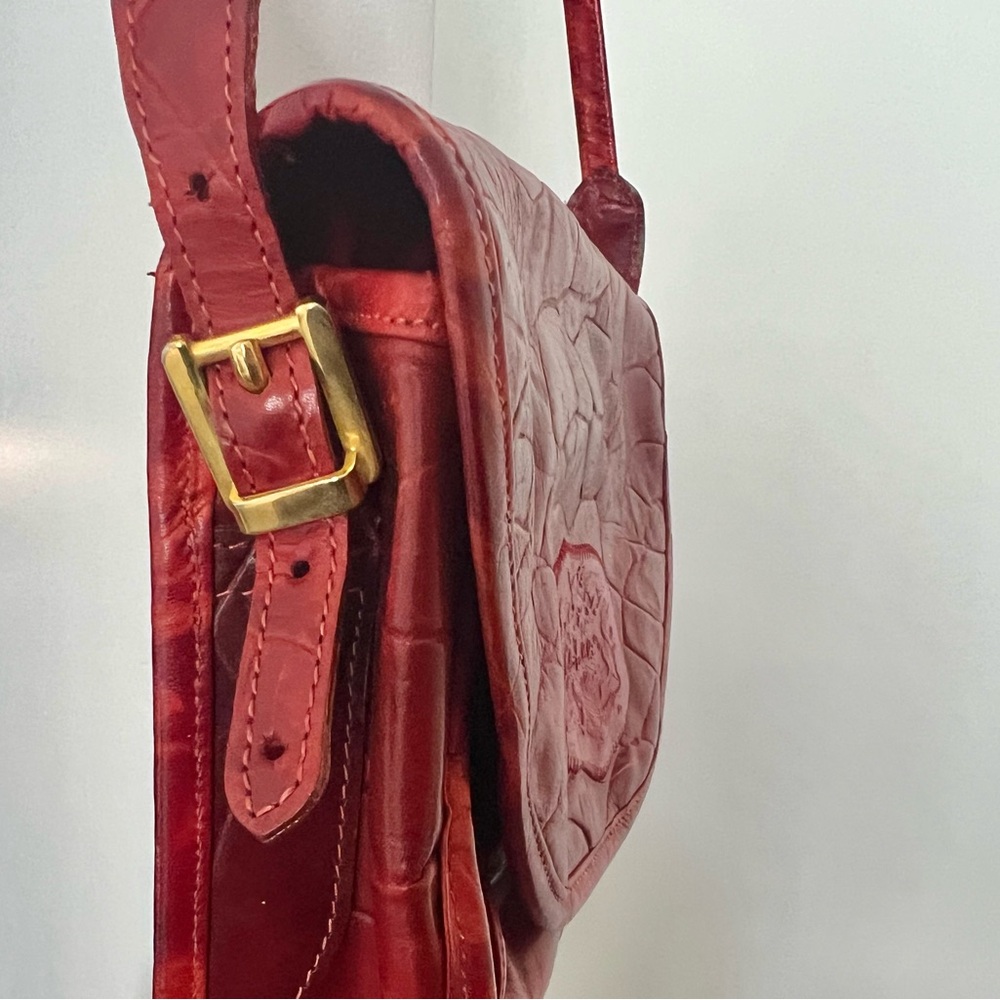 Carlos Falchi Exotic Leather Red Crossbody Bag - Picture 7 of 12